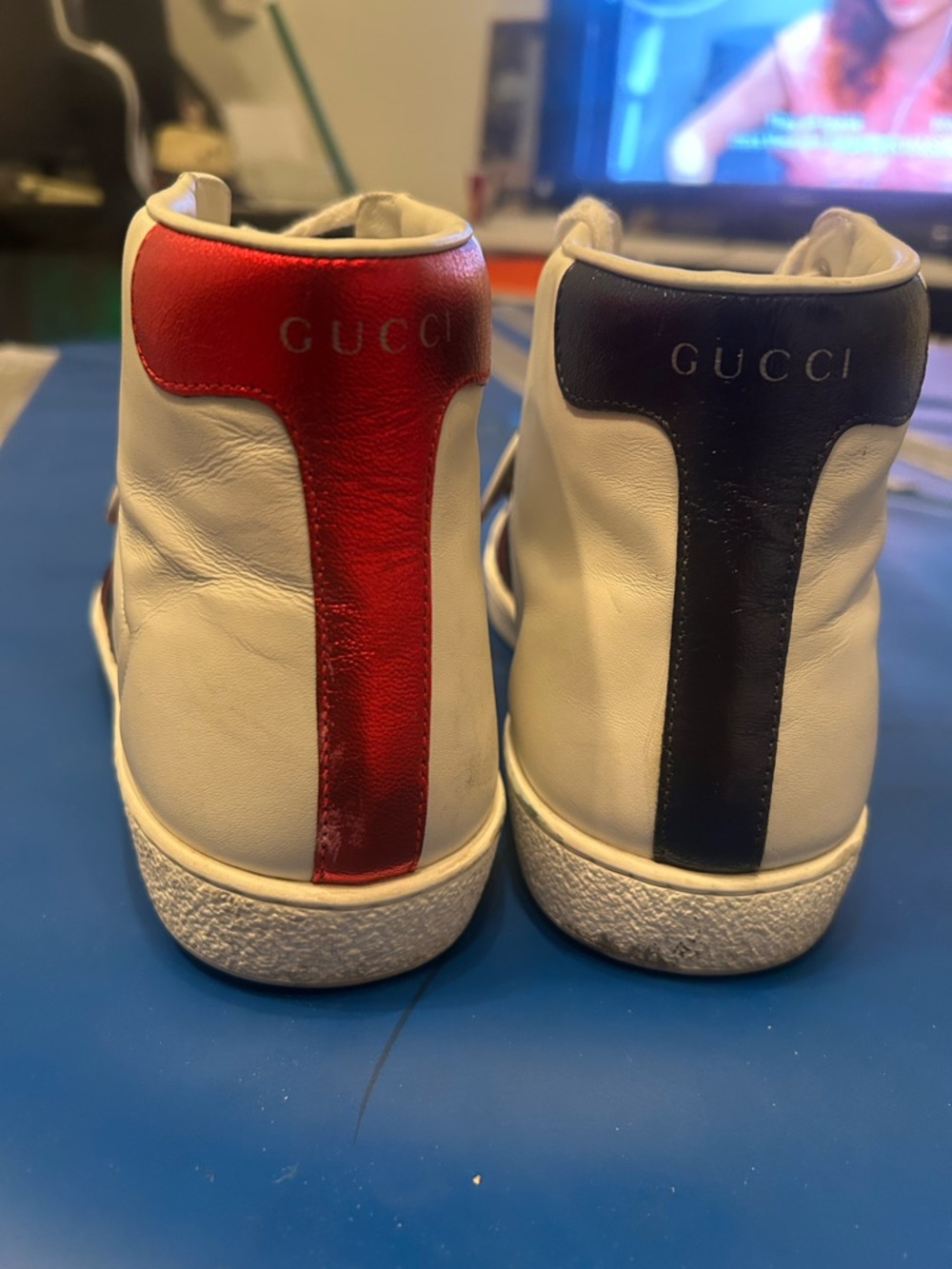 Authentic Gucci White Leather High-Top Sneakers - Picture 3 of 7
